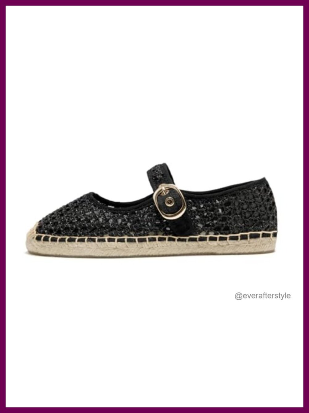 Women's Mesh Mary Jane Flat Espadrilles Woven Outsole Fishnet Ballet Flats